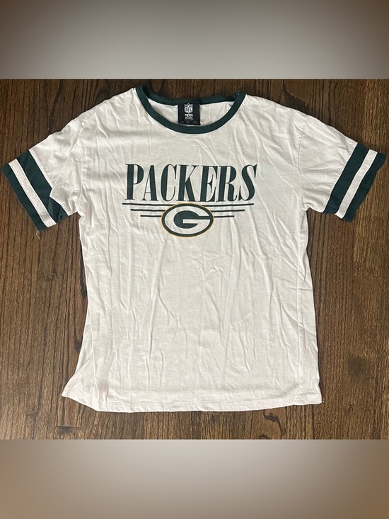 NFL Tops - NFL White Tee with Dark Green and Gold Packers Logo